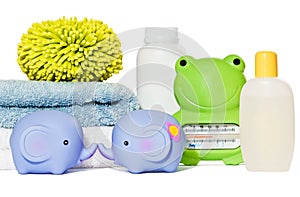 Baby bath accessories isolated photo