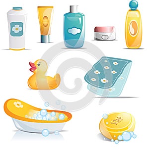 Baby Bath Time Icon Set