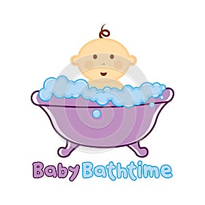 Baby Bath time Logo template, Baby Bathing logo, Baby Shower