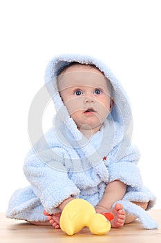 Baby in bathrobe photo