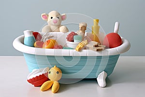 baby bathtub with fun bath time accessories