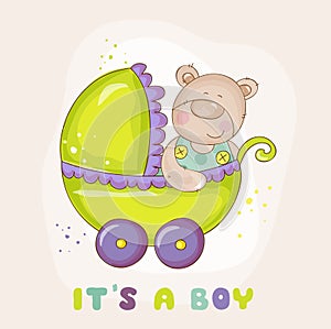 Baby Bear in Carriage - for Baby Shower