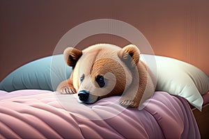 Baby Bear Sick in Bed Generative AI