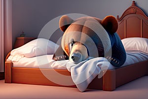 Baby Bear Sick in Bed Generative AI