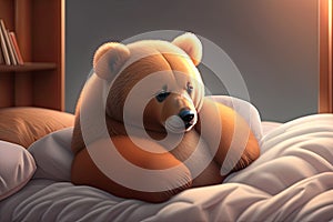 Baby Bear Sick in Bed Generative AI