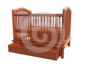 Baby Bed, Drawer Open_Raster