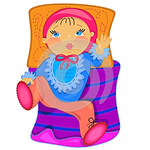 Baby in bed. illustration.isolated object