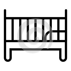 Baby bed line icon. Child bed vector illustration isolated on white. Cot outline style design, designed for web and app