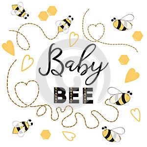 Baby Bee banner bee on white background Cute banner design for Baby Shower Kids birthday