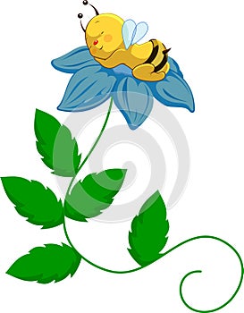 Un nino miel de abeja sobre el flor 
