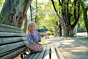 Baby on a bench