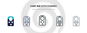 Baby bib with flower de icon in different style vector illustration. two colored and black baby bib with flower de vector icons