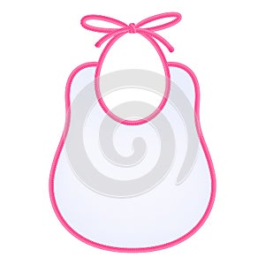 Baby bib with pink edging.