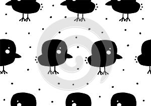 Baby bird cartoon hand drawn pattern