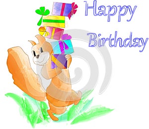 Baby birthday greeting card image for little squirrel