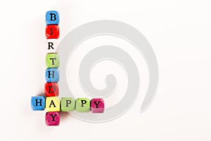 Baby Blocks spelling the words HAPPY BIRTHDAY