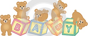 Baby blocks with teddy bear