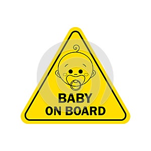 Baby on board with boy sign. Warning sign