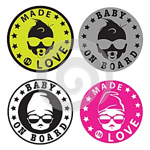 Baby on board hipster style stickers