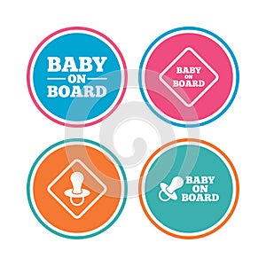 Baby on board icons. Infant caution signs.