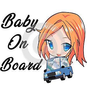 Baby on board  - image of young girl sit in the car