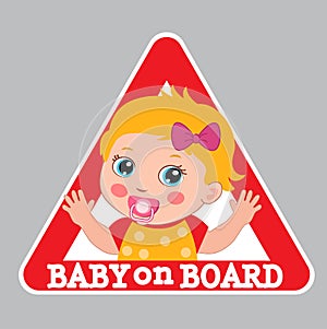 Baby On Board Sign. Car Warning Sign. Girl On Board Sticker.