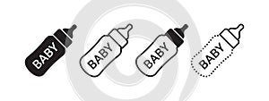 Baby on Board signs. Feeding bottle. Safety pictograms. Vector scalable graphics
