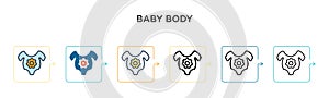 Baby body vector icon in 6 different modern styles. Black, two colored baby body icons designed in filled, outline, line and