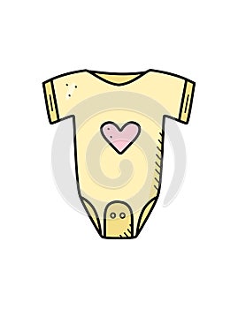 Baby bodysuit cartoon doodle. Vector illustration of newborn baby clothes