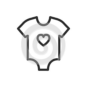 Baby bodysuit line vector icon isolated on white