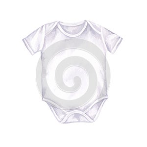 Baby Bodysuit vector illustration. Hand drawn graphic clip art of romper on white isolated background. Watercolor