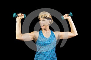 Baby-boomer female exercising