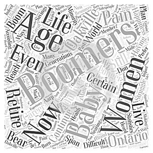 Baby boomers pain oakville ontario word cloud concept vector background