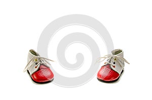 Baby booties on a white background.