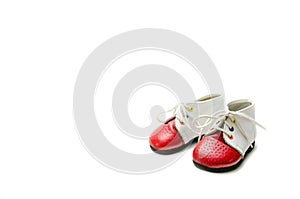 Baby booties on a white background.