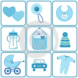 Baby born icons in blue color