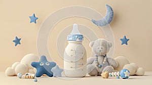The Baby Bottle and Bear. AI generated