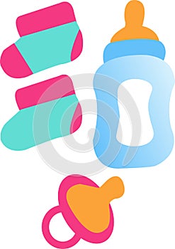 Baby bottle booties pacifier vector available