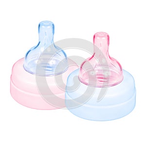 Baby bottle cap pink and blue