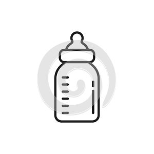 Baby bottle icon in flat style. Milk container vector illustration on white isolated background. Drink glass business concept