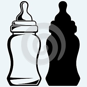 Baby bottle with a nipple photo