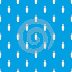 Baby bottle pattern vector seamless blue