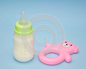 Baby bottle and toy