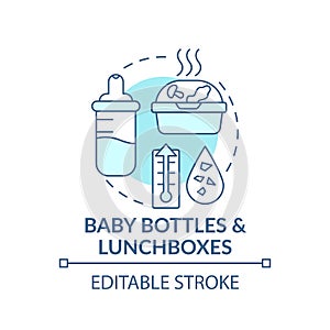 Baby bottles and lunchboxes concept icon