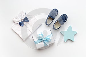 Baby boy accessories with white shirt for child birth day or babyshower party