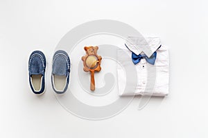 Baby boy accessories with white shirt for child birth day or babyshower party