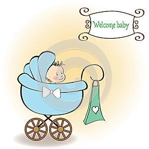 Baby boy announcement card with baby