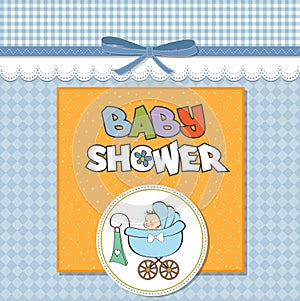 Baby boy announcement card with baby