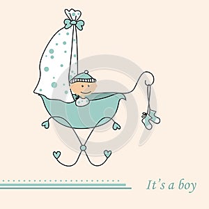 Baby boy arrival announcement retro card