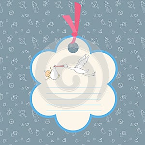 Baby boy arrival card or shower card. Place for text